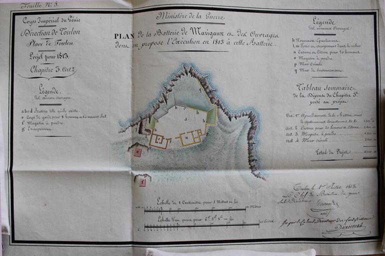 Plan de la batterie de Marigaux et des ouvrages dont on propose l'exécution en 1813 à cette batterie. 1813.