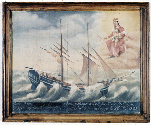 ex-voto, tableau : Bateau dans la tempête, le brick Le Saint-Esprit