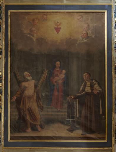 Tableau d'autel : Vierge à l'Enfant accompagnée de saint André et saint Etienne