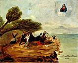 tableau, ex-voto : Accident de cheval de Marie Blanc