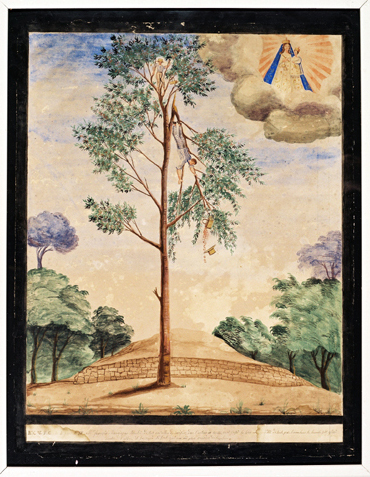 ex-voto, tableau : Chute d'un homme tombant d'un arbre, François Mangiapan