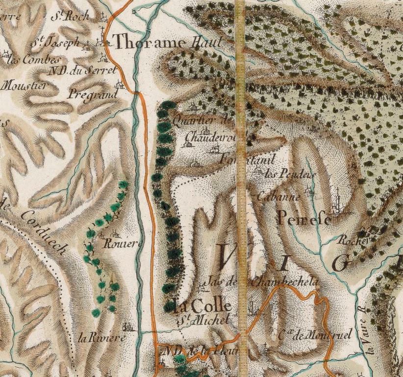Carte de Cassini, 3e quart 18e siècle [hameau de Peyresc].