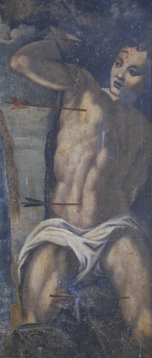 tableau d'autel : Vierge à l'Enfant avec saint Pons et saint Sébastien