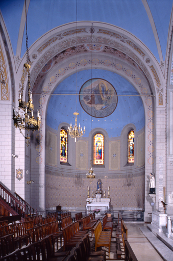 peintures monumentales de la chapelle de la Vierge : Apparition de la Vierge à Bernadette Soubirous