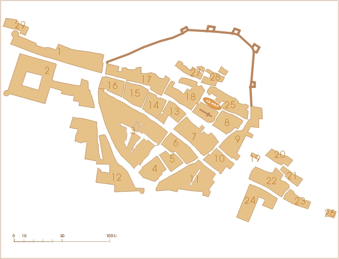 Carte de localisation des îlots avec la numérotation établie lors de l'étude.