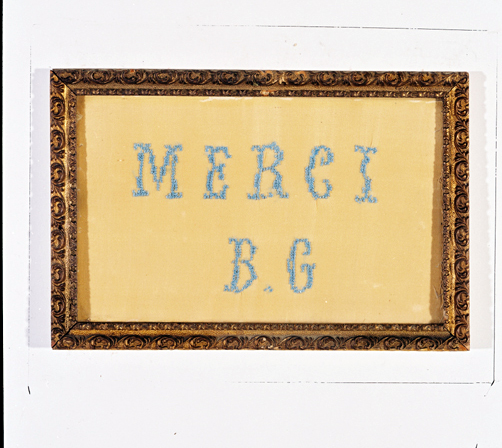ex-voto, tableau : Remerciements sur fond jaune
