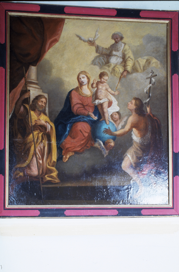 tableau : Vierge à l'Enfant, Dieu le Père, saint Jacques le Majeur et saint Jean-Baptiste