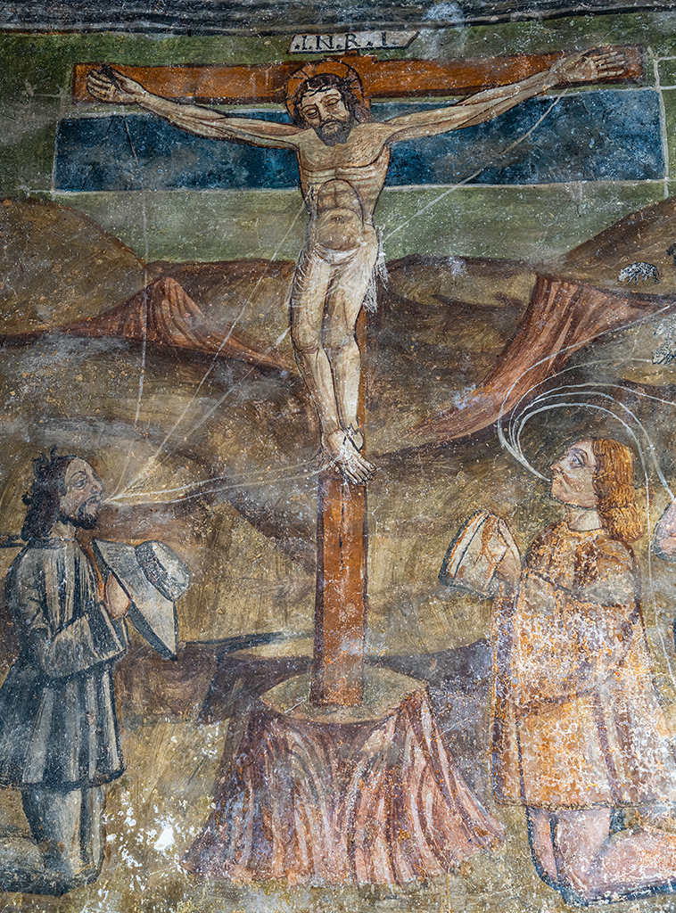 Peinture monumentale : la Bonne et la mauvaise prière.