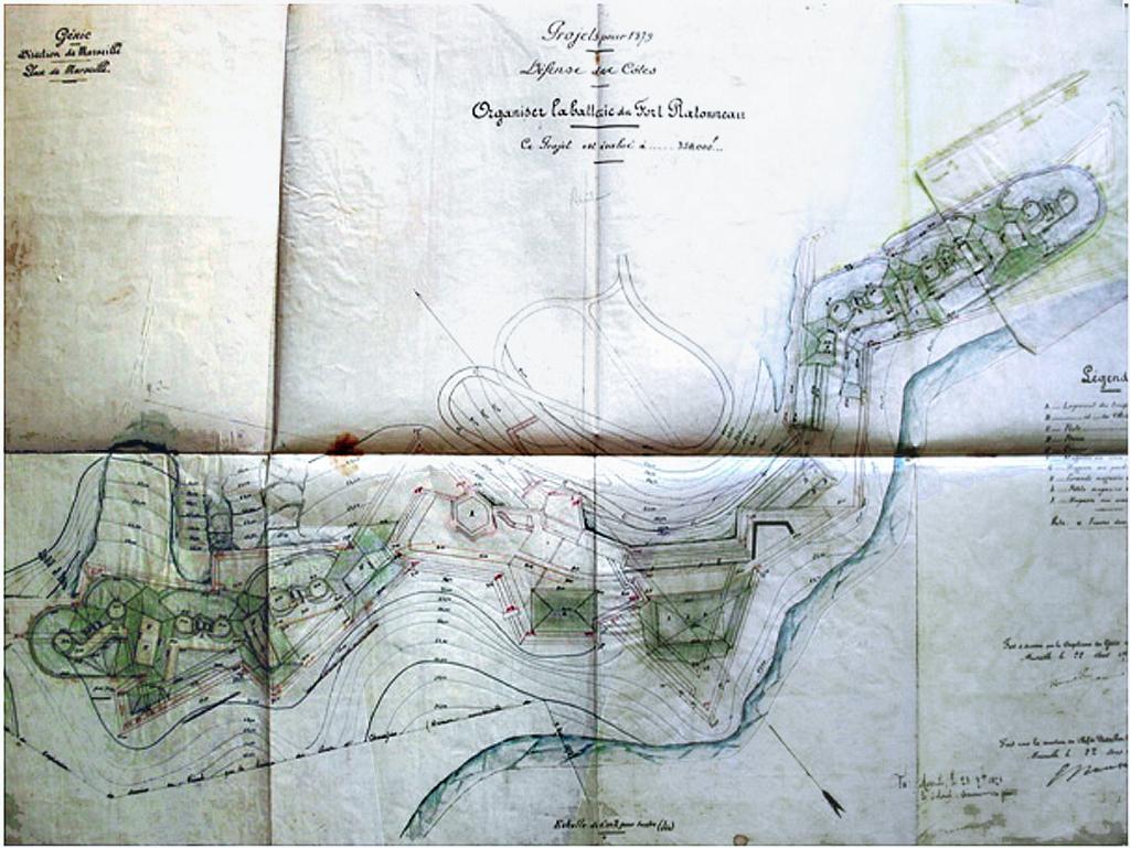 [Plan du projet d'organisation de la batterie du fort de Ratonneau pour 1879]. 