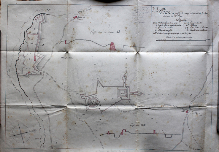 Plan & profil du camp retranché & de la batterie de St Elme. 1814.