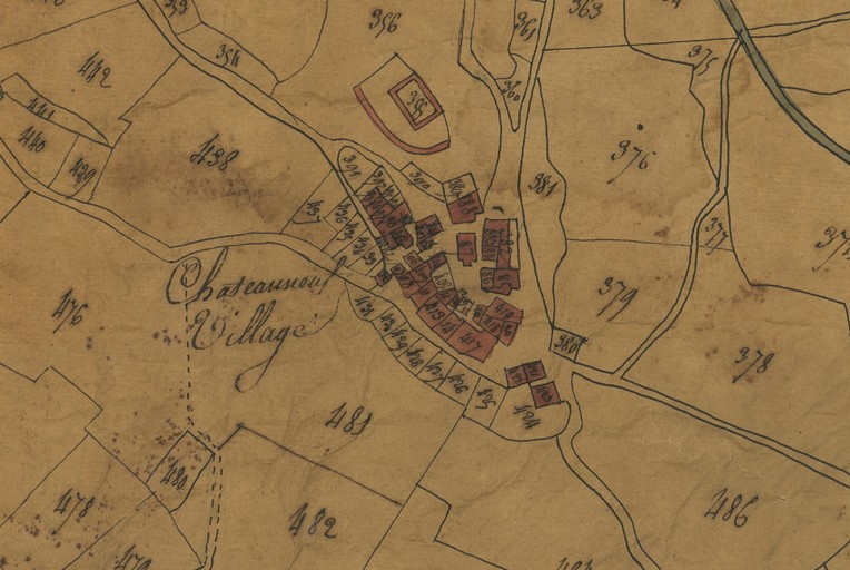 Localisation sur le plan cadastral de 1824.