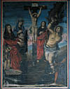 tableau : Le Calvaire, le martyre de saint Sébastien, sainte Cécile