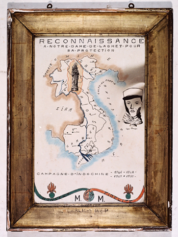 ex-voto, tableau : Carte de l'Indochine et légionnaire