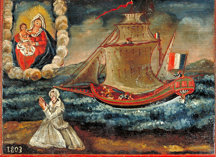 tableau, ex-voto : Bateau dans la tempête (N° 5)