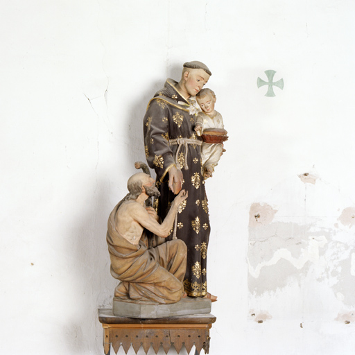 groupe sculpté (petite nature) : Charité de saint Antoine de Padoue et de l'Enfant Jésus