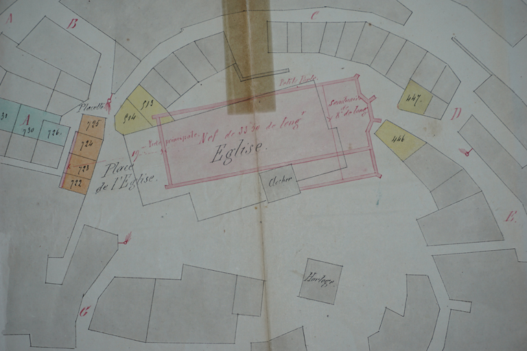 Plan de l'Eglise de Rians et de ses voies d'accès, 1876.