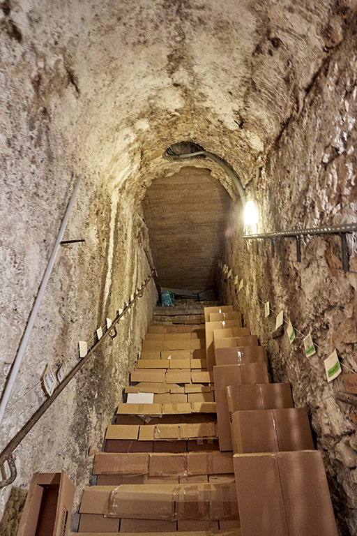 Détail de la volée principale de l'escalier souterrain desservant le bastion est