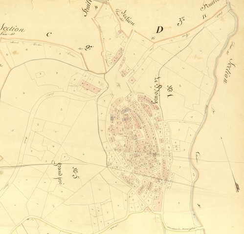 Plan du cadastre de 1839 (sections F1 et F5). Echelle d'origine 1/1 000e.