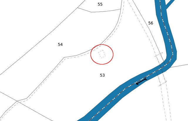 Plan de masse d'après le cadastre de 2021, section 000G. Echelle d'origine 1/500e.