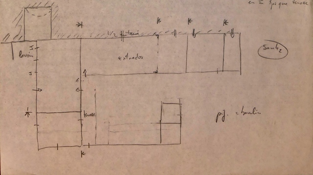 Plan schématique des bâtiments : second étage de soubassement.
