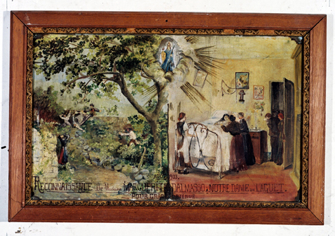 ex-voto, tableau : Femme tombant d'un mur, Femme alitée, Marguerite Dalmasso