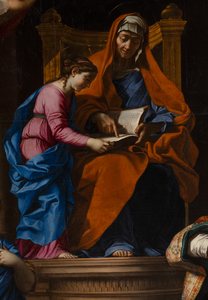 tableau : L'Education de la Vierge, avec sainte Marguerite et saint Blaise de Sébaste