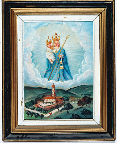 ex-voto, tableau : Vierge et sanctuaire de Notre-Dame de Laghet, Georges