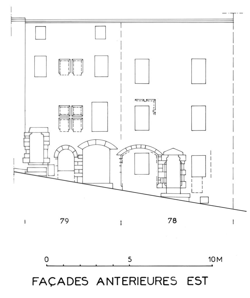 Relevé de maisons du 16e siècle (2022 AY 255 à gauche et 256 à droite). 