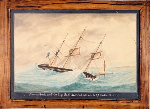 ex-voto, tableau : Bateau sur la mer agitée, La Buona Maria