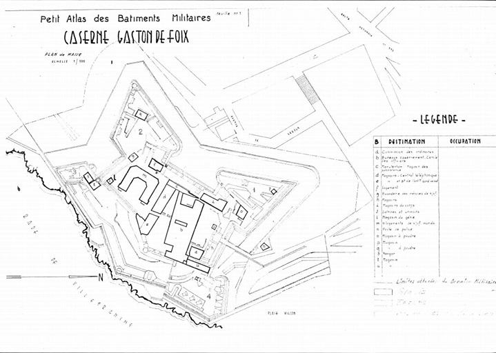 Caserne Gaston de Foix. Plan de masse.