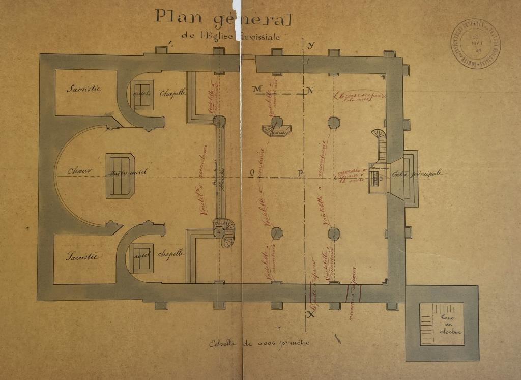 Plan général de l'église paroissiale, [1891].