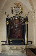 Ensemble de l'autel secondaire des Âmes du Purgatoire : autel, retable, tableau d'autel