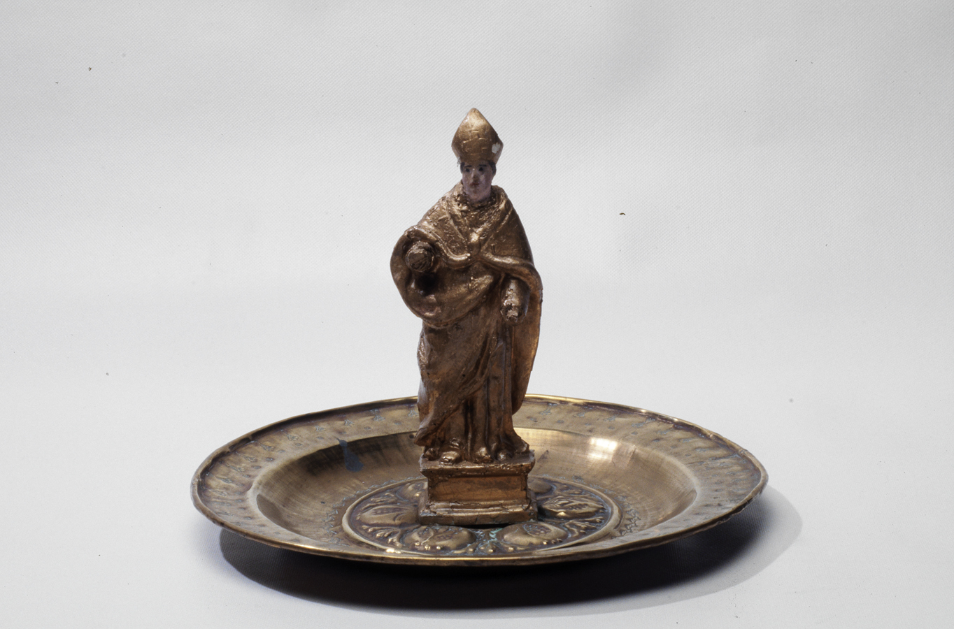 statue, plat à quêter (statuette) : saint Claude