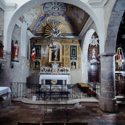 ensemble de la chapelle de la Vierge (autel, gradins d'autel (2), tabernacle, retable, hauts-reliefs, bas-reliefs)