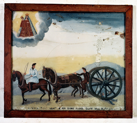 ex-voto, tableau : Enfant sous les roues d'une charrette, enfant Glait