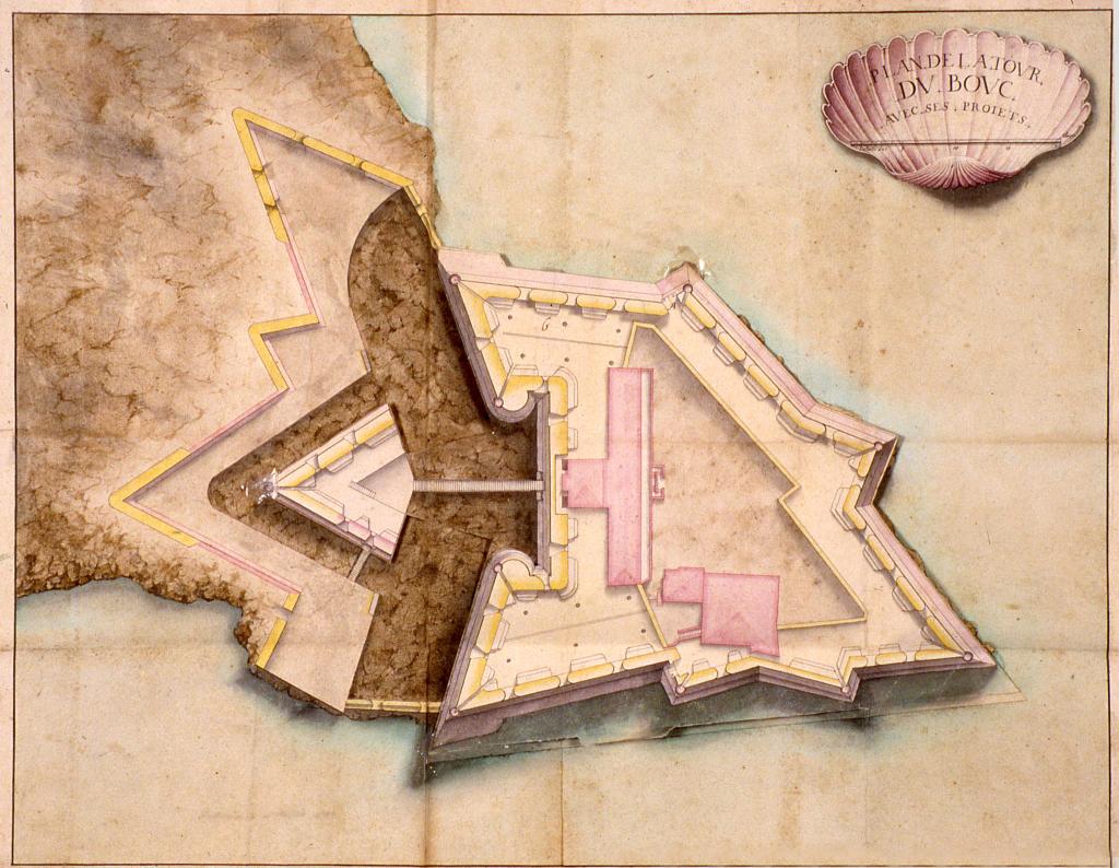 Plan de la tour du Bouc avec ses projets, c. 1680. 