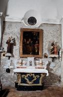ensemble de l' autel de sainte Anne (autel, gradins d'autel (2), faux tabernacle, tableau)
