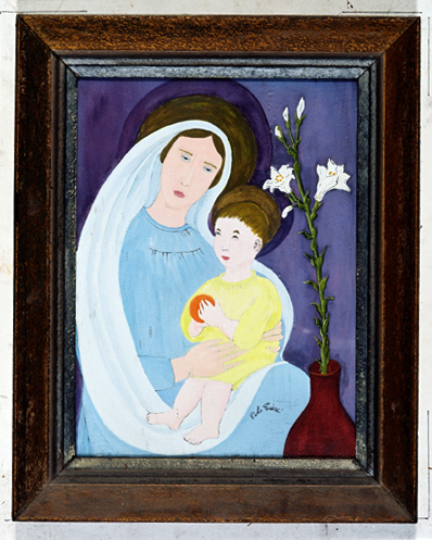 ex-voto, tableau : Vierge à l'Enfant au lys