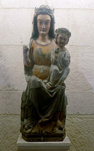 statue de procession et 2 couronnes de statue : Vierge à l'Enfant dite Notre-Dame de la Galline