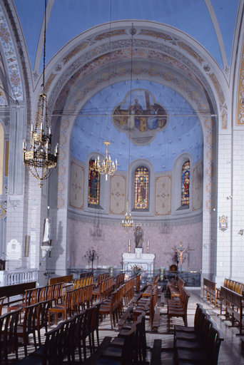 peintures monumentales de la chapelle Saint-Joseph : Jésus travaillant dans l'atelier de saint Joseph, près de la Vierge