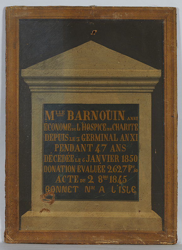 Tableau (donatif) N°62 : don d'Anne Barnouin à l'hospice de charité, 1845-1850. 