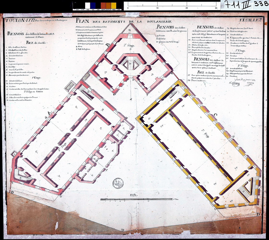 Plan des bâtiments de la boulangerie. 1772.