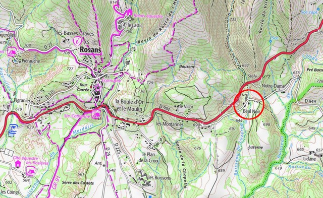 Localisation sur la carte IGN de 2024. Echelle d'origine 1/25 000e.