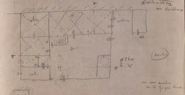 Plan schématique des bâtiments : premier étage de soubassement.