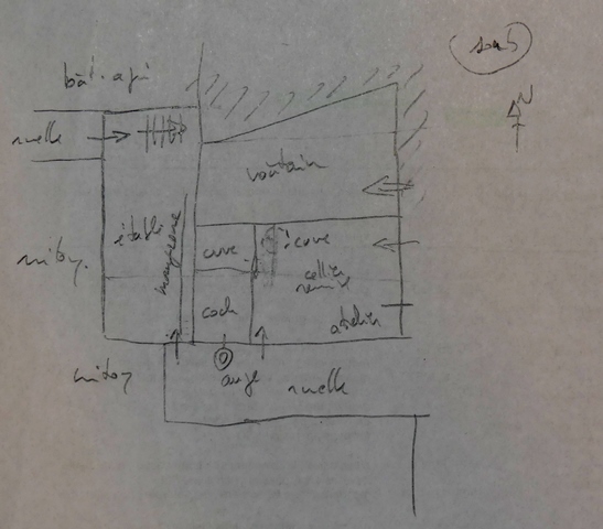 Plan schématique du bâtiment : étage de soubassement.