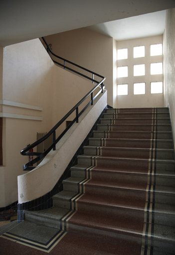 Escalier principal. Tapis figuré par un décor de granito.