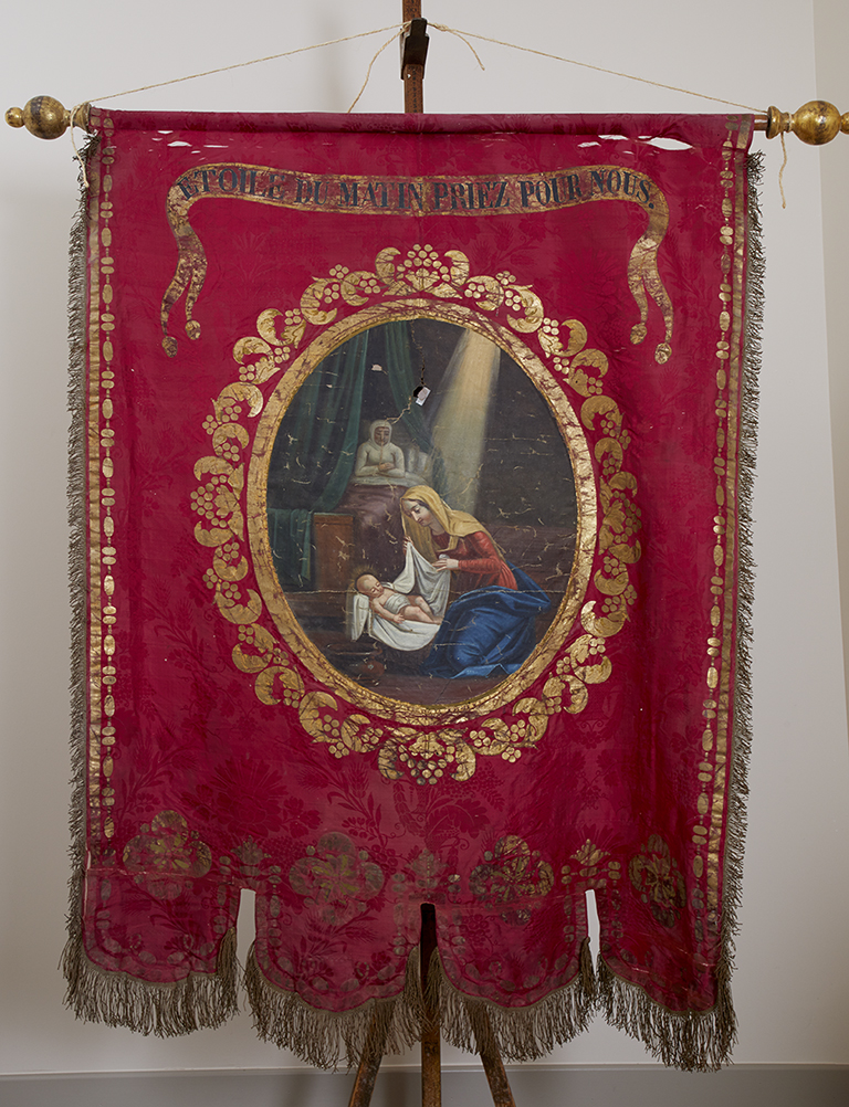 Bannière de procession (n°2) : Décollation de saint Denis et Présentation de l'Enfant Jésus (?).