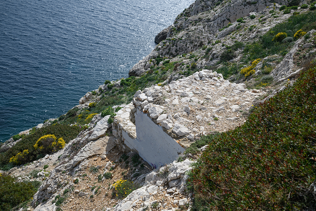 Batterie sudwall, un poste de défense pour mitrailleuse à flanc de pente, vu de dessus