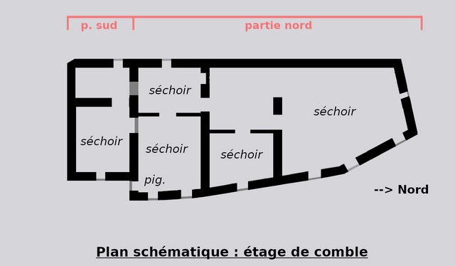 Plan schématique du bâtiment : étage de comble.