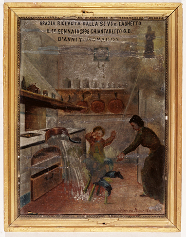 ex-voto, tableau : Enfant ébouillanté dans une cuisine, Chiantaretto